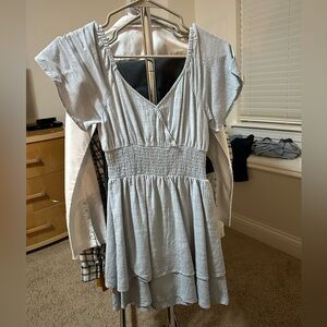 La Hearts Blue Flutter Sleeve Mini Sundress